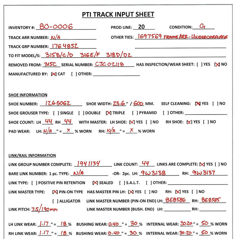 Used TRACK GRP 1764852 5