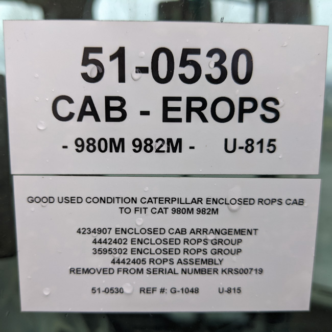 Good Used CAB - EROPS 51-0530 2