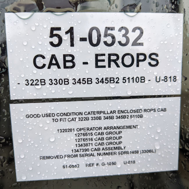 Good Used CAB - EROPS 51-0532 2