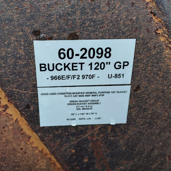 Good Used BUCKET - 120" GP 60-2098 2