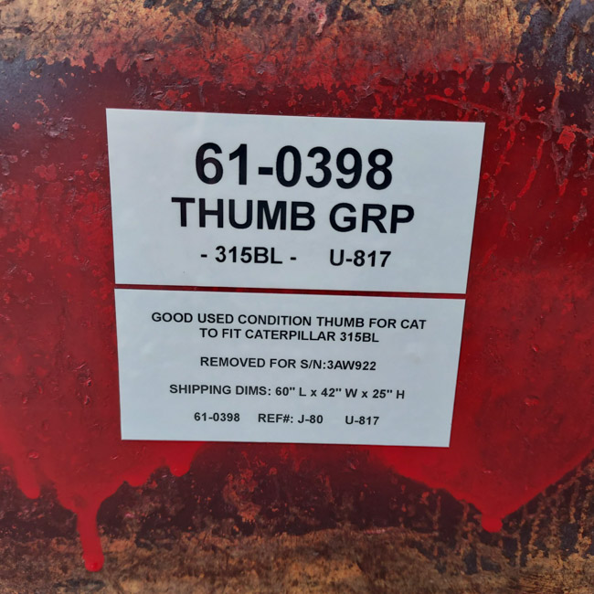Good Used THUMB GRP 61-0398 2